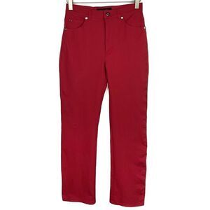 Escada Red Straight Leg Pants Stretchy Jeans 4
